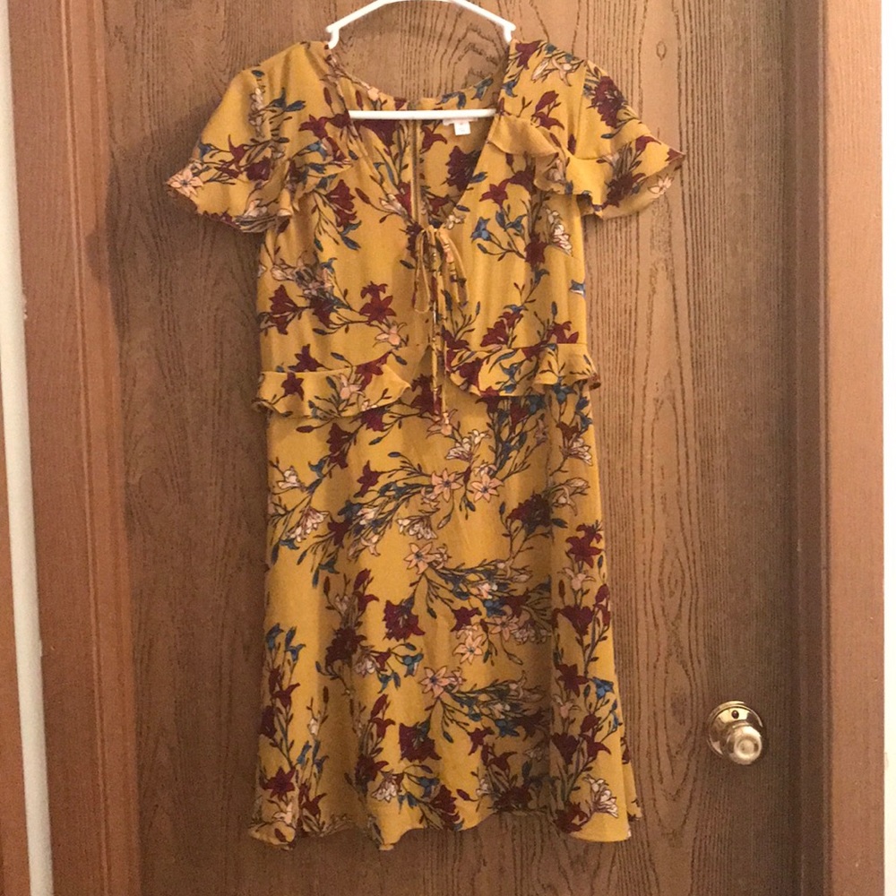 Mustard colored floral dress from Target